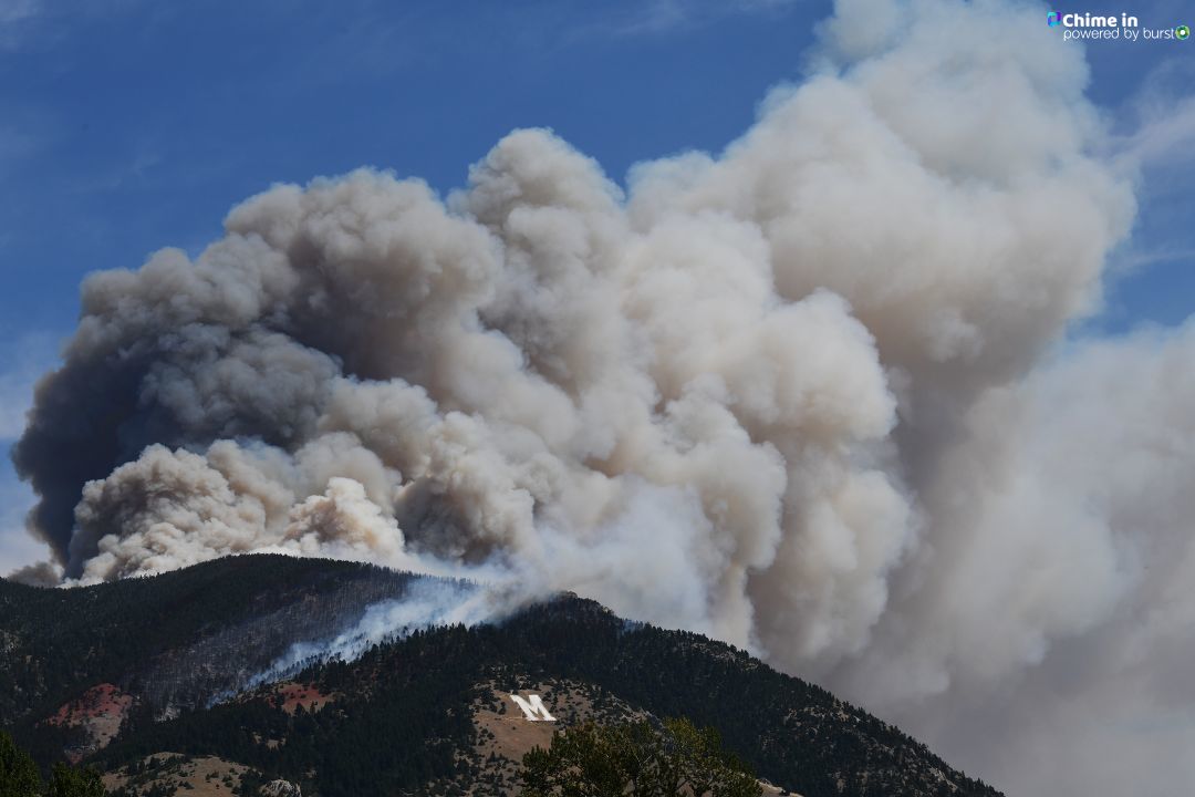 These photos show the Bridger Foothills Fire burning near the M in Bozeman. Photo Credit: Bill Wuertz 